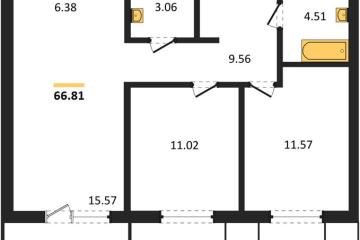 Фото №1: 2-комнатная квартира 66 м² - Знаменский, мкр. Родные Просторы, 