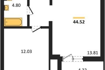 Фото №1: 1-комнатная квартира 44 м² - Знаменский, мкр. Родные Просторы, 