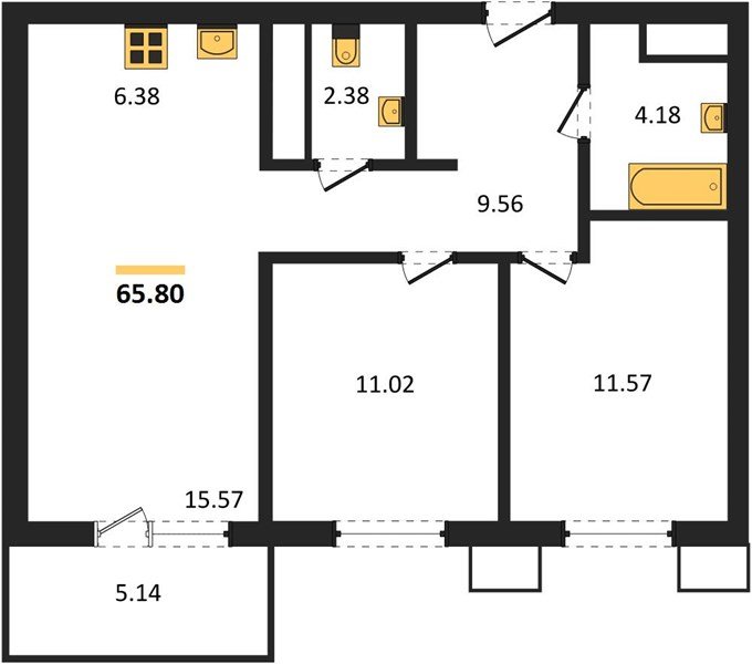 Фото №1: 2-комнатная квартира 65 м² - Знаменский, Карасунский внутригородской округ, мкр. Родные Просторы