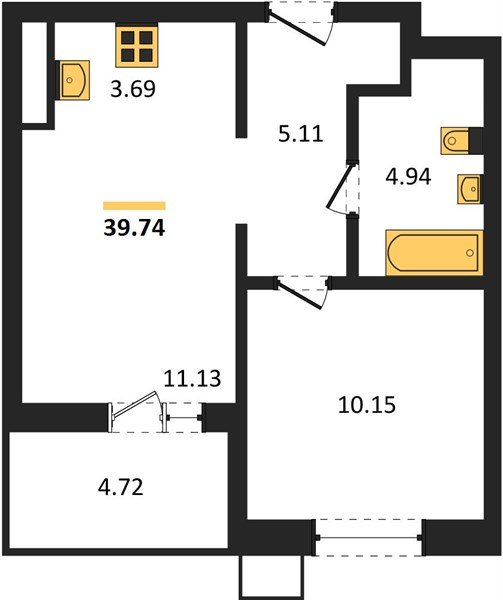 Фото №1: 1-комнатная квартира 39 м² - Знаменский, Карасунский внутригородской округ, мкр. Родные Просторы