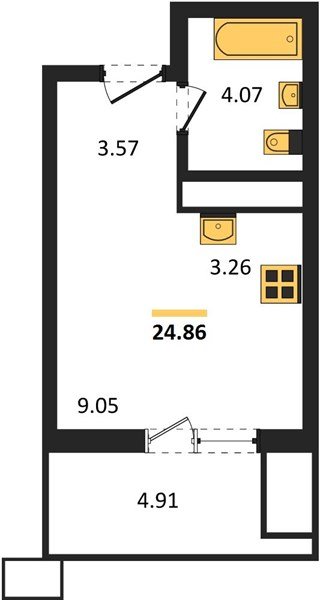 Фото №1: Студия 24 м² - Знаменский, Карасунский внутригородской округ, мкр. Родные Просторы