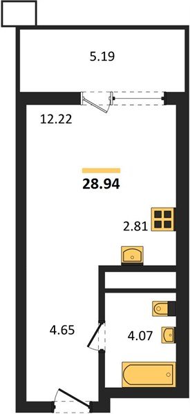 Фото №1: Студия 28 м², 9/18 эт. - Знаменский, Карасунский внутригородской округ, мкр. Родные Просторы