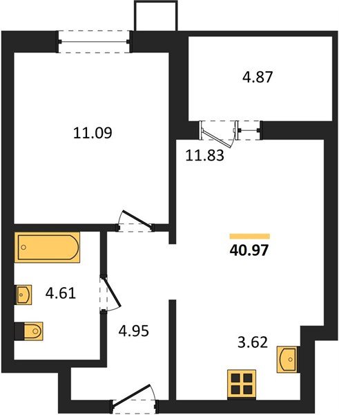 Фото №1: 1-комнатная квартира 40 м² - Знаменский, Карасунский внутригородской округ, мкр. Родные Просторы