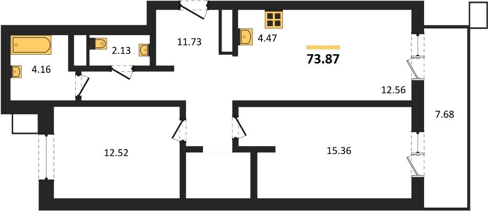 Фото №1: 2-комнатная квартира 73 м² - Знаменский, Карасунский внутригородской округ, мкр. Родные Просторы