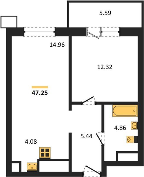 Фото №1: 1-комнатная квартира 47 м² - Знаменский, Карасунский внутригородской округ, мкр. Родные Просторы