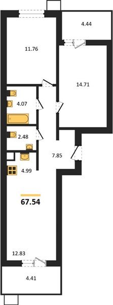 Фото №1: 2-комнатная квартира 67 м² - Знаменский, Карасунский внутригородской округ, мкр. Родные Просторы