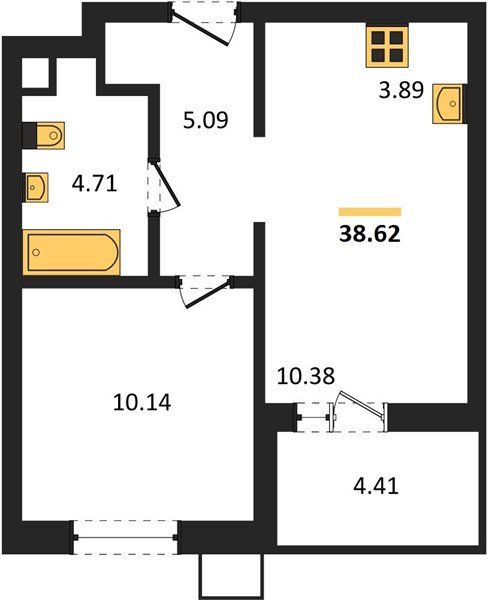 Фото №1: 1-комнатная квартира 38 м² - Знаменский, Карасунский внутригородской округ, мкр. Родные Просторы