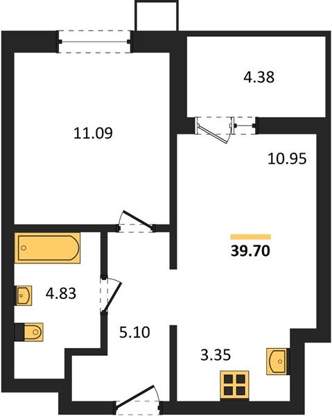 Фото №1: 1-комнатная квартира 39 м² - Знаменский, Карасунский внутригородской округ, мкр. Родные Просторы