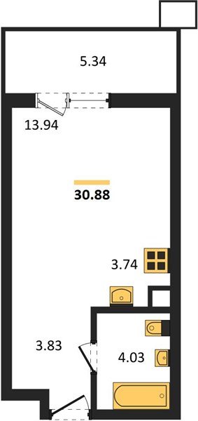 Фото №1: Студия 30 м², 2/18 эт. - Знаменский, Карасунский внутригородской округ, мкр. Родные Просторы