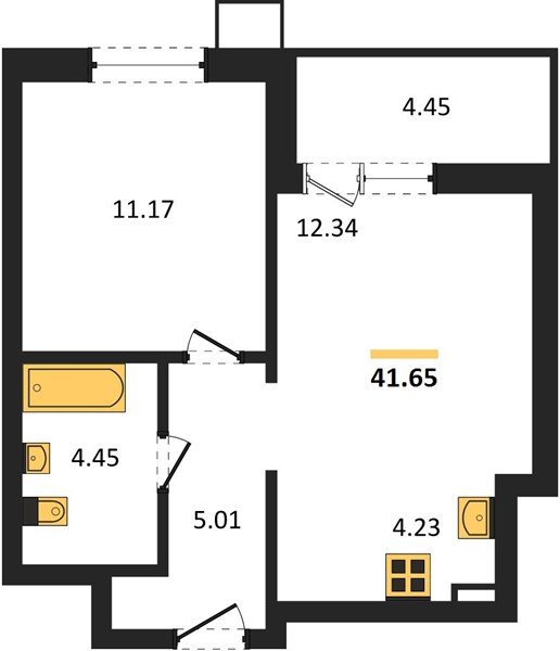 Фото №1: 1-комнатная квартира 41 м² - Знаменский, Карасунский внутригородской округ, мкр. Родные Просторы