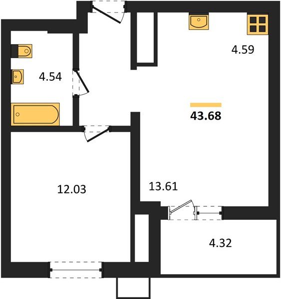 Фото №1: 1-комнатная квартира 43 м² - Знаменский, Карасунский внутригородской округ, мкр. Родные Просторы