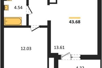 Фото №1: 1-комнатная квартира 43 м² - Знаменский, мкр. Родные Просторы, 