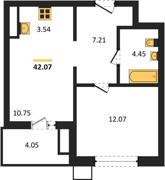 Фото №1: 1-комнатная квартира 42 м² - Знаменский, Карасунский внутригородской округ, мкр. Родные Просторы