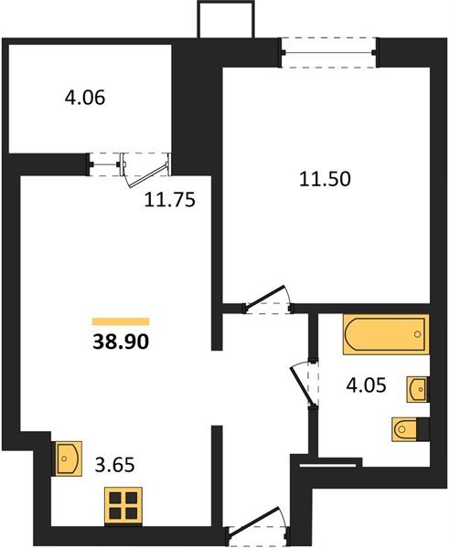 Фото №1: 1-комнатная квартира 38 м² - Знаменский, Карасунский внутригородской округ, мкр. Родные Просторы
