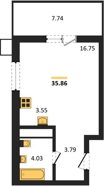 Фото №1: Студия 35 м² - Знаменский, Карасунский внутригородской округ, мкр. Родные Просторы