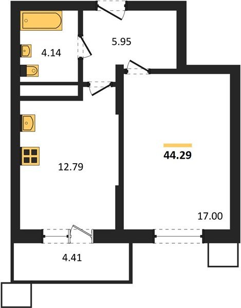 Фото №1: 1-комнатная квартира 44 м² - Знаменский, Карасунский внутригородской округ, мкр. Родные Просторы