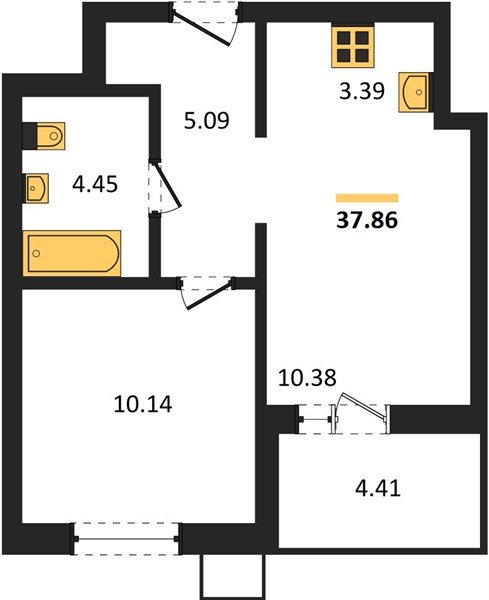 Фото №1: 1-комнатная квартира 37 м² - Знаменский, Карасунский внутригородской округ, мкр. Родные Просторы