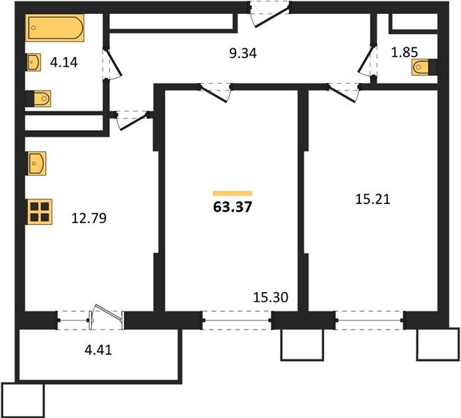 Фото №1: 2-комнатная квартира 63 м² - Знаменский, Карасунский внутригородской округ, мкр. Родные Просторы