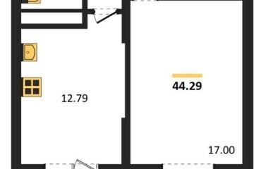 Фото №1: 1-комнатная квартира 44 м² - Знаменский, мкр. Родные Просторы, 