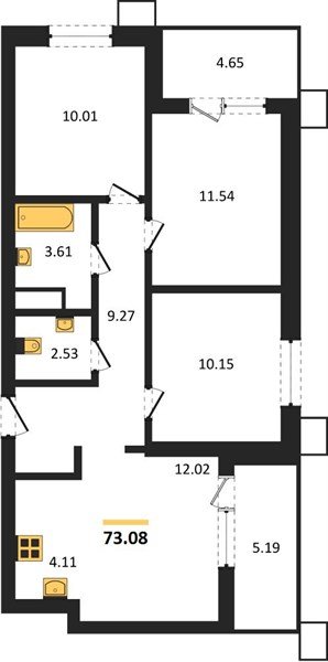 Фото №1: 3-комнатная квартира 73 м² - Знаменский, Карасунский внутригородской округ, мкр. Родные Просторы