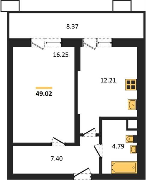 Фото №1: 1-комнатная квартира 49 м² - Знаменский, Карасунский внутригородской округ, мкр. Родные Просторы