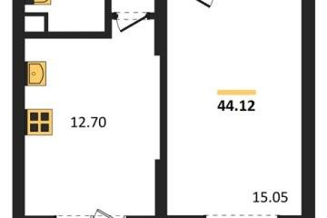 Фото №1: 1-комнатная квартира 44 м² - Знаменский, мкр. Родные Просторы, 