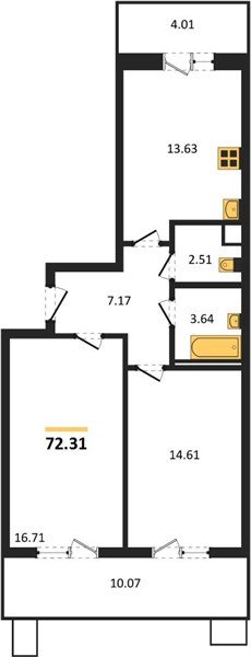 Фото №1: 2-комнатная квартира 72 м² - Знаменский, Карасунский внутригородской округ, мкр. Родные Просторы