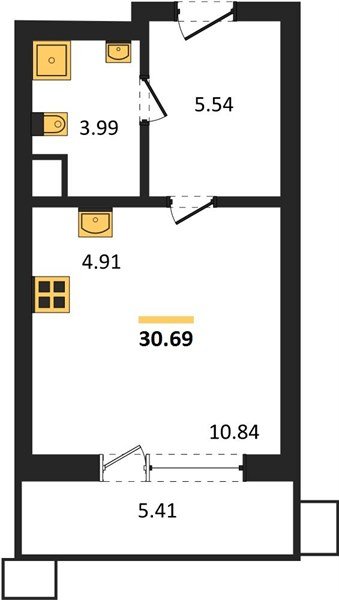 Фото №1: Студия 30 м², 2/18 эт. - Знаменский, Карасунский внутригородской округ, мкр. Родные Просторы