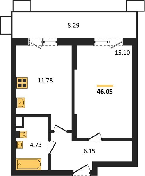 Фото №1: 1-комнатная квартира 46 м² - Знаменский, Карасунский внутригородской округ, мкр. Родные Просторы
