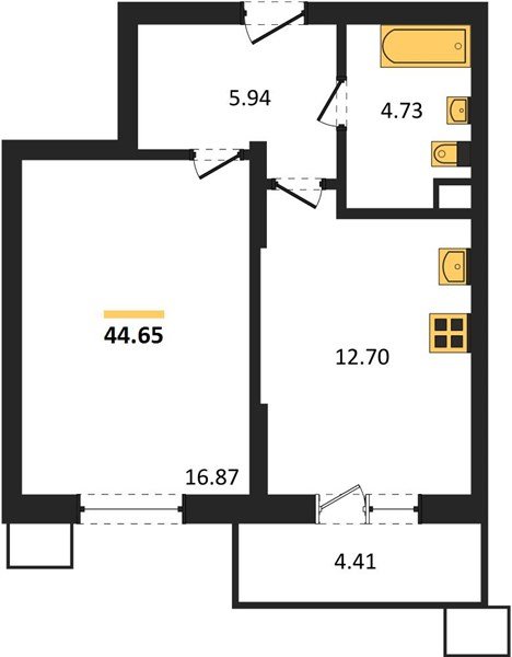 Фото №1: 1-комнатная квартира 44 м² - Знаменский, Карасунский внутригородской округ, мкр. Родные Просторы