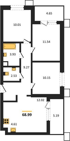 Фото №1: 3-комнатная квартира 68 м² - Знаменский, Карасунский внутригородской округ, мкр. Родные Просторы