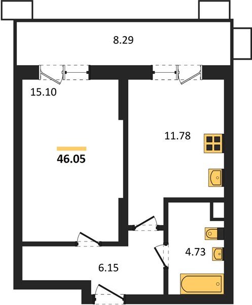 Фото №1: 1-комнатная квартира 46 м² - Знаменский, Карасунский внутригородской округ, мкр. Родные Просторы