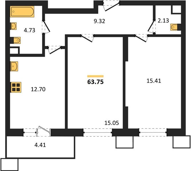 Фото №1: 2-комнатная квартира 63 м² - Знаменский, Карасунский внутригородской округ, мкр. Родные Просторы