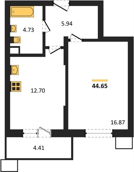 Фото №1: 1-комнатная квартира 44 м² - Знаменский, Карасунский внутригородской округ, мкр. Родные Просторы