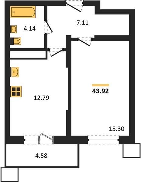 Фото №1: 1-комнатная квартира 43 м² - Знаменский, Карасунский внутригородской округ, мкр. Родные Просторы