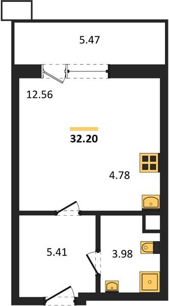 Фото №1: Студия 32 м², 2/18 эт. - Знаменский, Карасунский внутригородской округ, мкр. Родные Просторы