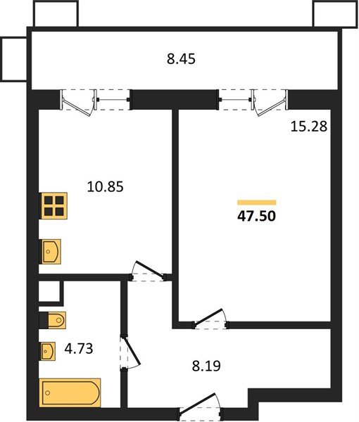Фото №1: 1-комнатная квартира 47 м² - Знаменский, Карасунский внутригородской округ, мкр. Родные Просторы