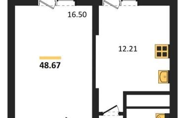 Фото №1: 1-комнатная квартира 48 м² - Знаменский, мкр. Родные Просторы, 