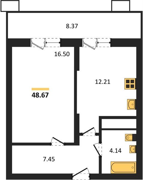 Фото №1: 1-комнатная квартира 48 м² - Знаменский, Карасунский внутригородской округ, мкр. Родные Просторы