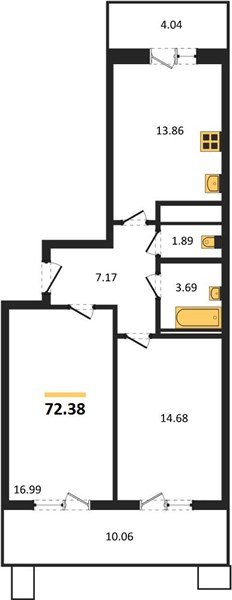 Фото №1: 2-комнатная квартира 72 м² - Знаменский, Карасунский внутригородской округ, мкр. Родные Просторы