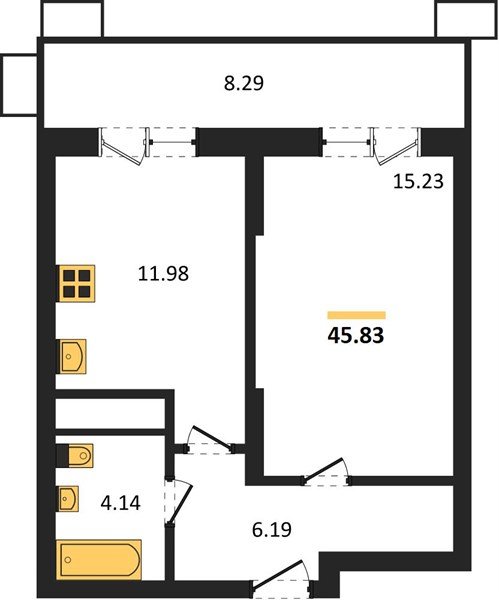 Фото №1: 1-комнатная квартира 45 м² - Знаменский, Карасунский внутригородской округ, мкр. Родные Просторы