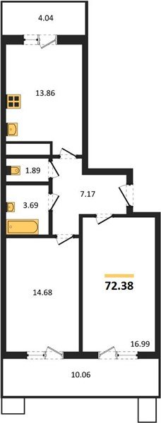 Фото №1: 2-комнатная квартира 72 м² - Знаменский, Карасунский внутригородской округ, мкр. Родные Просторы