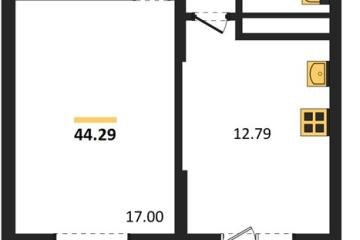 Фото №1: 1-комнатная квартира 44 м² - Знаменский, мкр. Родные Просторы, 