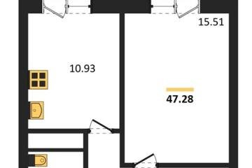 Фото №1: 1-комнатная квартира 47 м² - Знаменский, мкр. Родные Просторы, 