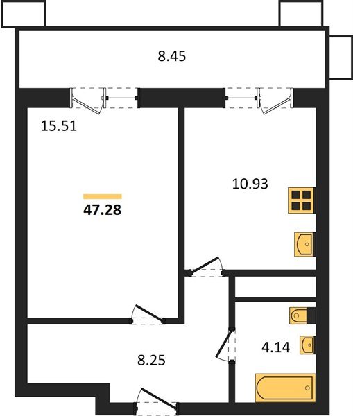 Фото №1: 1-комнатная квартира 47 м² - Знаменский, Карасунский внутригородской округ, мкр. Родные Просторы