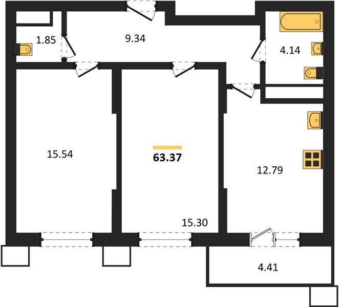 Фото №1: 2-комнатная квартира 63 м² - Знаменский, Карасунский внутригородской округ, мкр. Родные Просторы