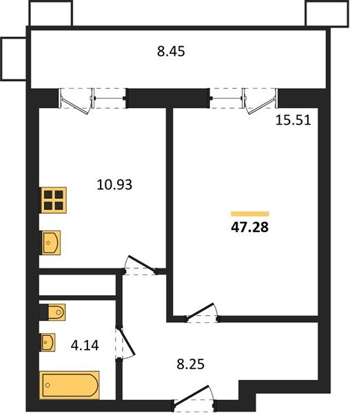 Фото №1: 1-комнатная квартира 47 м² - Знаменский, Карасунский внутригородской округ, мкр. Родные Просторы