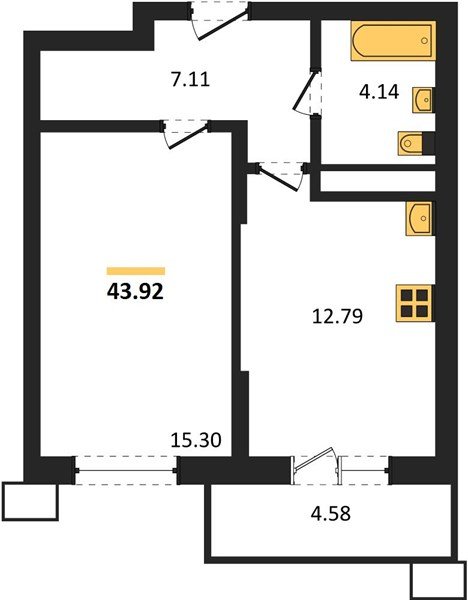 Фото №1: 1-комнатная квартира 43 м² - Знаменский, Карасунский внутригородской округ, мкр. Родные Просторы