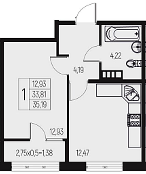 Фото №1: 1-комнатная квартира 35 м² - Брюховецкая