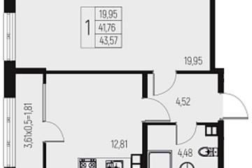 Фото №1: 1-комнатная квартира 43 м² - Брюховецкая, 